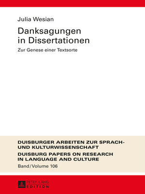 cover image of Danksagungen in Dissertationen